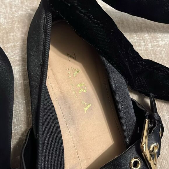 Zara Trafaluc Gothic Ballerina Flats with Ankle Straps - Picture 2 of 10
